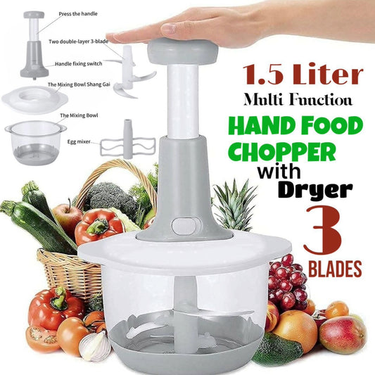 Premium Quality Meat and Vegetable Push Chopper with Stainless Steel Bowl (Box Packing)